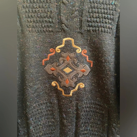 Vintage Leo Chevalier embroider Design wool blend crew neck knit sweater Sz  s - Picture 3 of 9